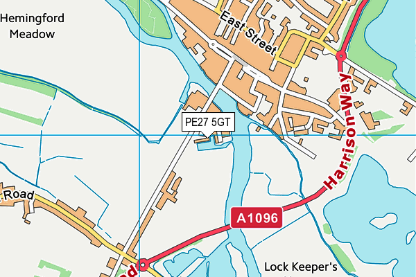 PE27 5GT map - OS VectorMap District (Ordnance Survey)