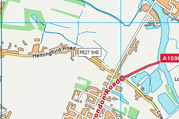 PE27 5HE map - OS VectorMap District (Ordnance Survey)