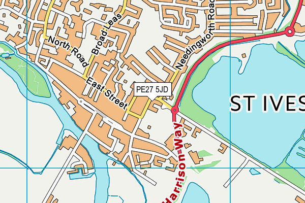 PE27 5JD map - OS VectorMap District (Ordnance Survey)