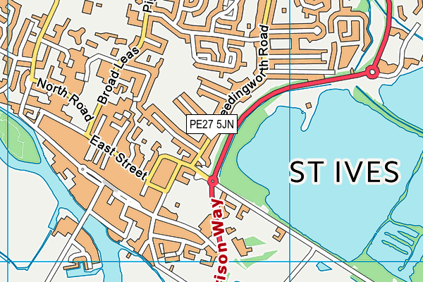 PE27 5JN map - OS VectorMap District (Ordnance Survey)