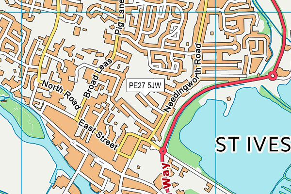 PE27 5JW map - OS VectorMap District (Ordnance Survey)