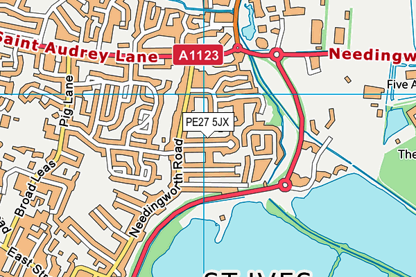 PE27 5JX map - OS VectorMap District (Ordnance Survey)