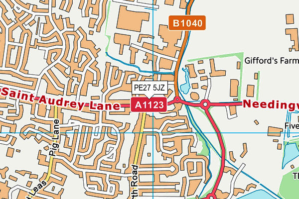 PE27 5JZ map - OS VectorMap District (Ordnance Survey)