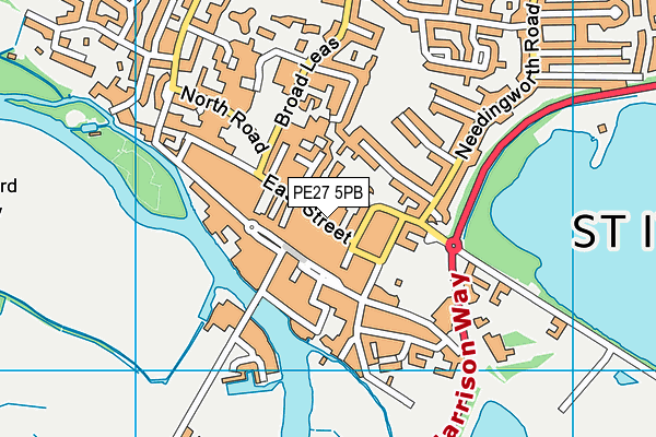 PE27 5PB map - OS VectorMap District (Ordnance Survey)