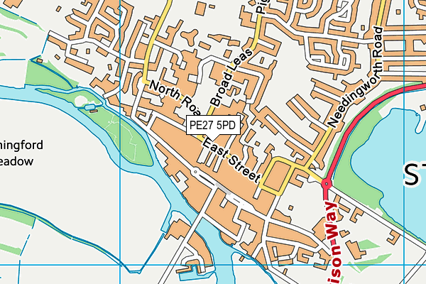 PE27 5PD map - OS VectorMap District (Ordnance Survey)