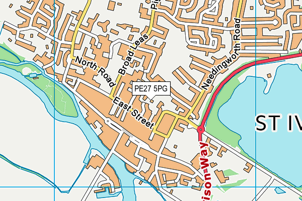 PE27 5PG map - OS VectorMap District (Ordnance Survey)