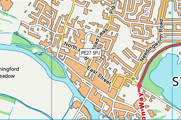 PE27 5PJ map - OS VectorMap District (Ordnance Survey)