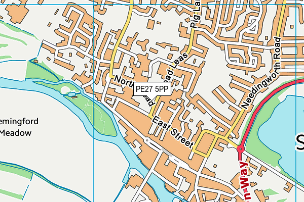 PE27 5PP map - OS VectorMap District (Ordnance Survey)