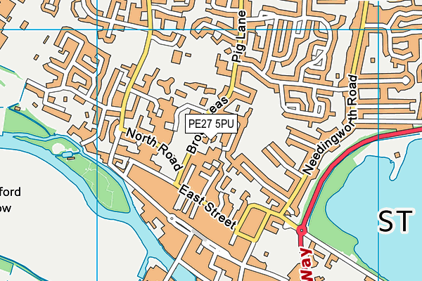 PE27 5PU map - OS VectorMap District (Ordnance Survey)