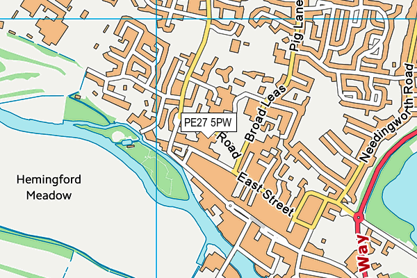PE27 5PW map - OS VectorMap District (Ordnance Survey)