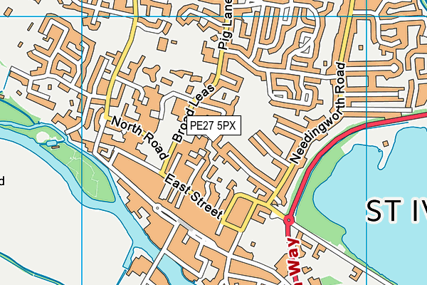 PE27 5PX map - OS VectorMap District (Ordnance Survey)