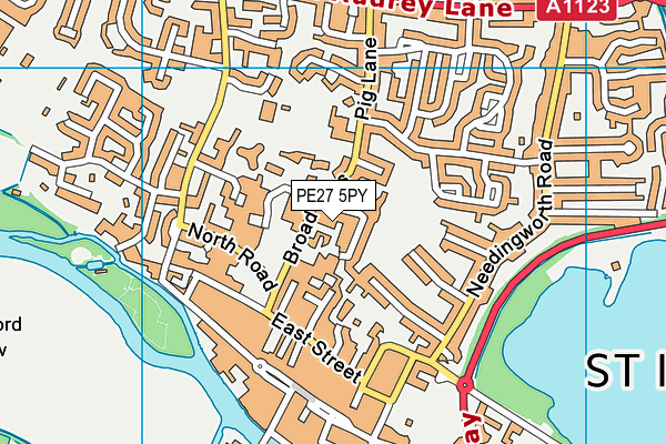 PE27 5PY map - OS VectorMap District (Ordnance Survey)