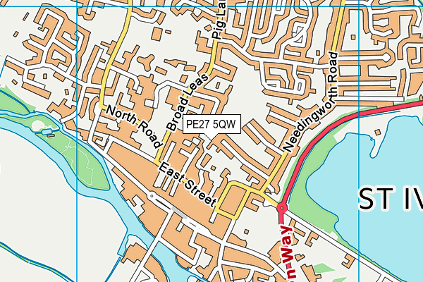 PE27 5QW map - OS VectorMap District (Ordnance Survey)