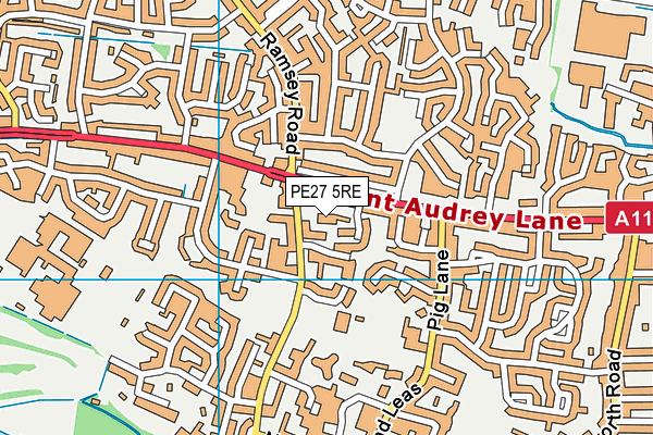 PE27 5RE map - OS VectorMap District (Ordnance Survey)