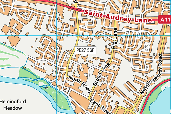 PE27 5SF map - OS VectorMap District (Ordnance Survey)