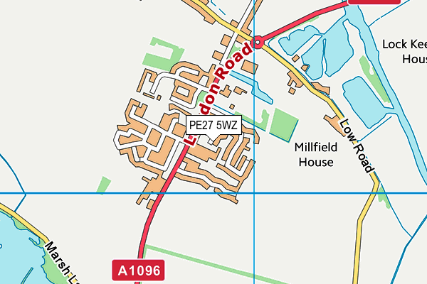 PE27 5WZ map - OS VectorMap District (Ordnance Survey)