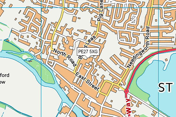 PE27 5XG map - OS VectorMap District (Ordnance Survey)