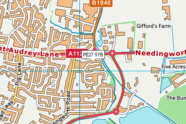 PE27 5YB map - OS VectorMap District (Ordnance Survey)