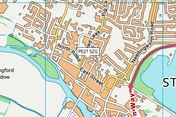 PE27 5ZG map - OS VectorMap District (Ordnance Survey)