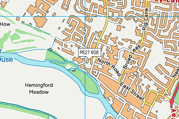 PE27 6DE map - OS VectorMap District (Ordnance Survey)