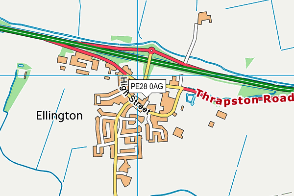 PE28 0AG map - OS VectorMap District (Ordnance Survey)