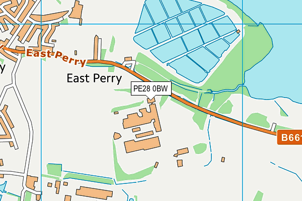 PE28 0BW map - OS VectorMap District (Ordnance Survey)