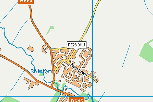 PE28 0HU map - OS VectorMap District (Ordnance Survey)
