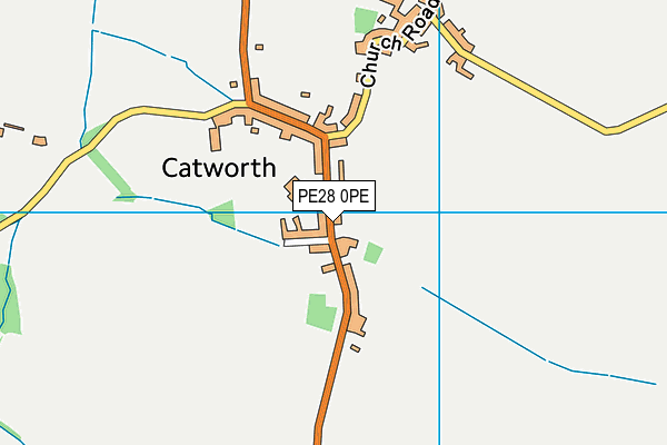 Catworth Playing Field map (PE28 0PE) - OS VectorMap District (Ordnance Survey)