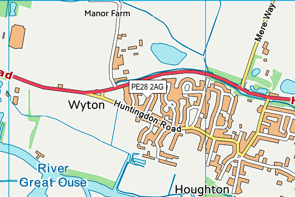 PE28 2AG map - OS VectorMap District (Ordnance Survey)