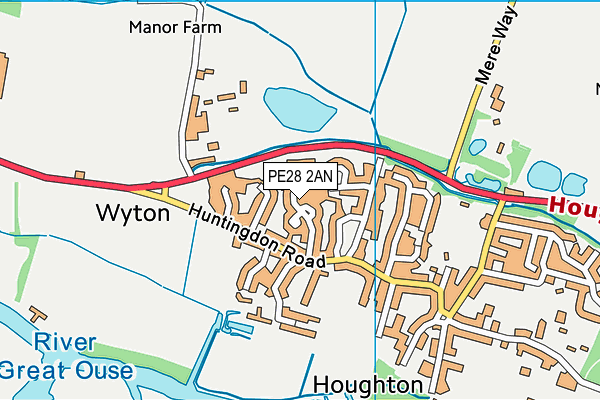 PE28 2AN map - OS VectorMap District (Ordnance Survey)