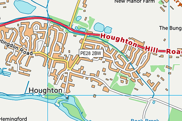 PE28 2BW map - OS VectorMap District (Ordnance Survey)