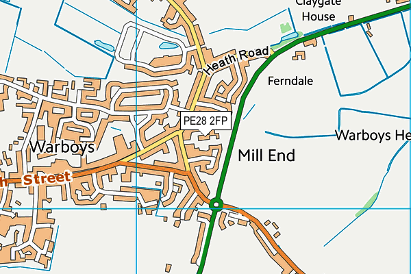 PE28 2FP map - OS VectorMap District (Ordnance Survey)