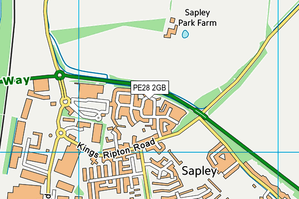 PE28 2GB map - OS VectorMap District (Ordnance Survey)