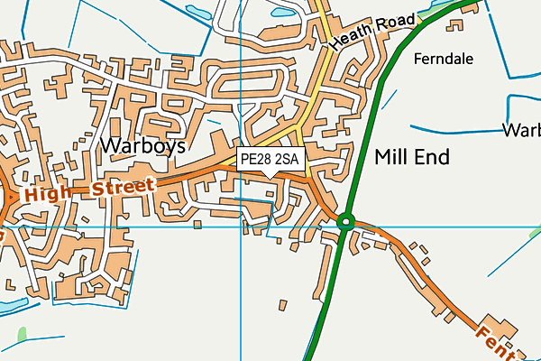 PE28 2SA map - OS VectorMap District (Ordnance Survey)