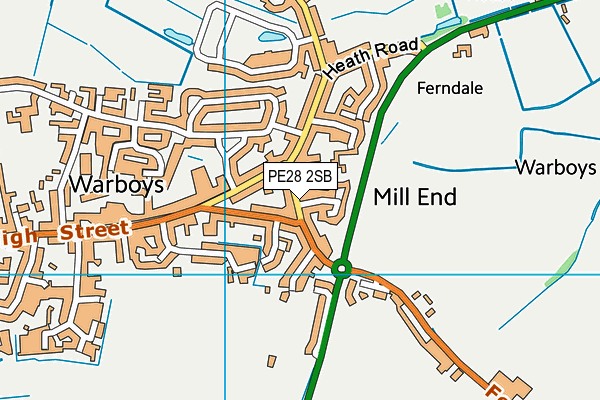 PE28 2SB map - OS VectorMap District (Ordnance Survey)