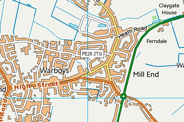 PE28 2TG map - OS VectorMap District (Ordnance Survey)