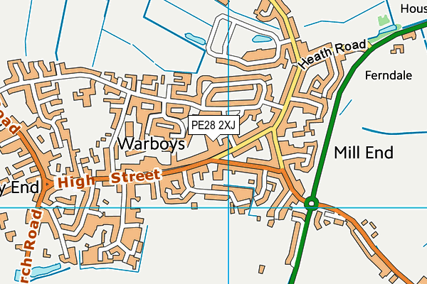 PE28 2XJ map - OS VectorMap District (Ordnance Survey)