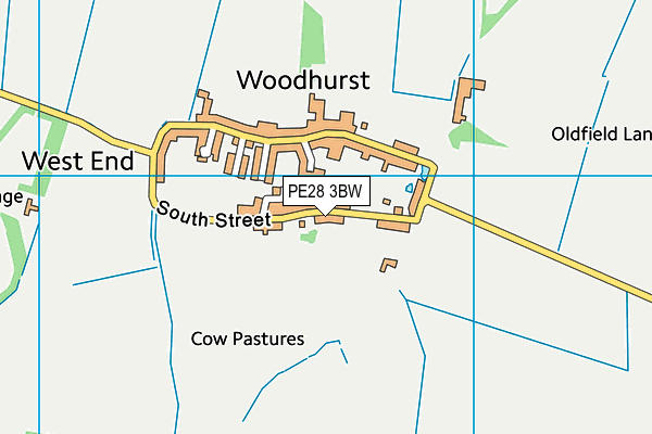 PE28 3BW map - OS VectorMap District (Ordnance Survey)