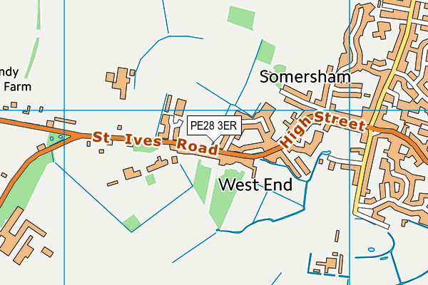 Somersham Town Football Club map (PE28 3ER) - OS VectorMap District (Ordnance Survey)
