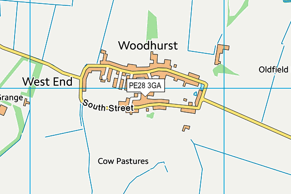 PE28 3GA map - OS VectorMap District (Ordnance Survey)