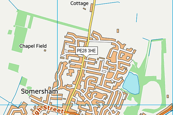 PE28 3HE map - OS VectorMap District (Ordnance Survey)