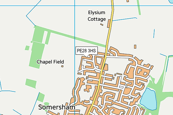 PE28 3HS map - OS VectorMap District (Ordnance Survey)