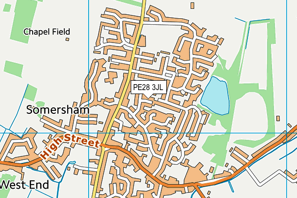 PE28 3JL map - OS VectorMap District (Ordnance Survey)