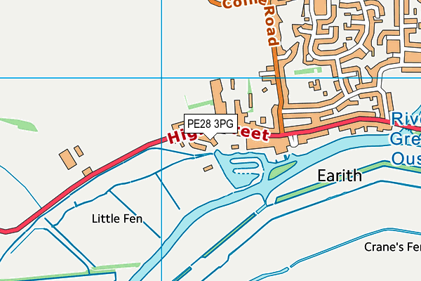 PE28 3PG map - OS VectorMap District (Ordnance Survey)