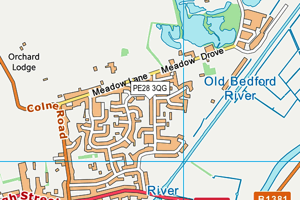 PE28 3QG map - OS VectorMap District (Ordnance Survey)