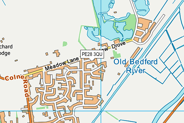 PE28 3QU map - OS VectorMap District (Ordnance Survey)