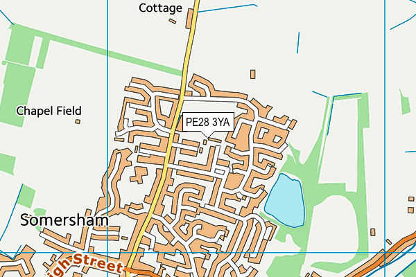 PE28 3YA map - OS VectorMap District (Ordnance Survey)