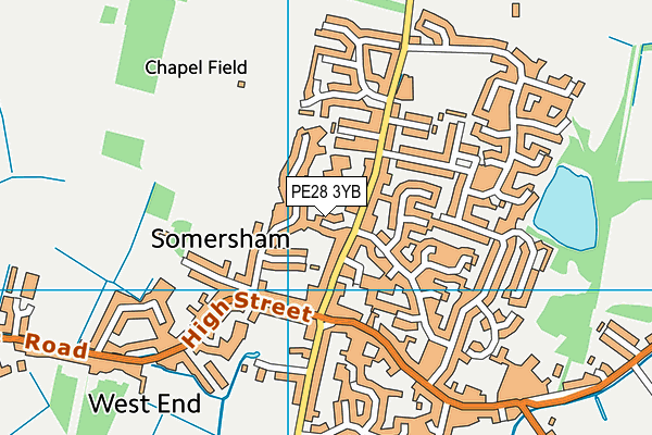 PE28 3YB map - OS VectorMap District (Ordnance Survey)