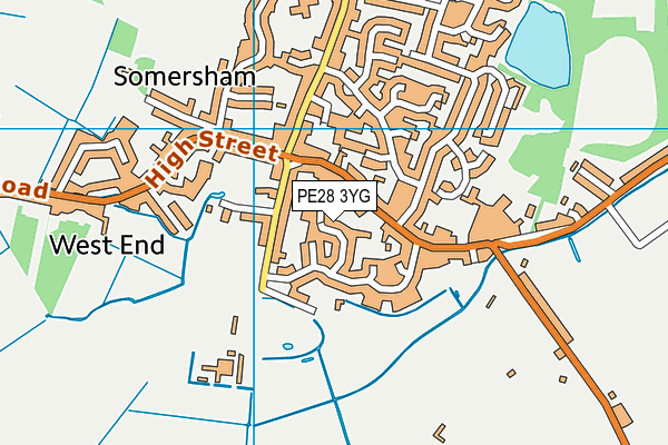 PE28 3YG map - OS VectorMap District (Ordnance Survey)