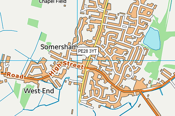 PE28 3YT map - OS VectorMap District (Ordnance Survey)